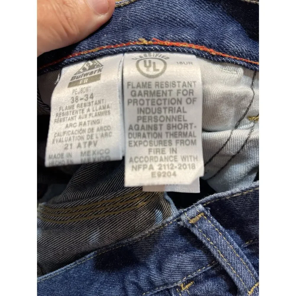 Bulwark FR Jeans Men’s 38x34 Cat‎ 2 2112 Medium Wash Denim flame-resistant